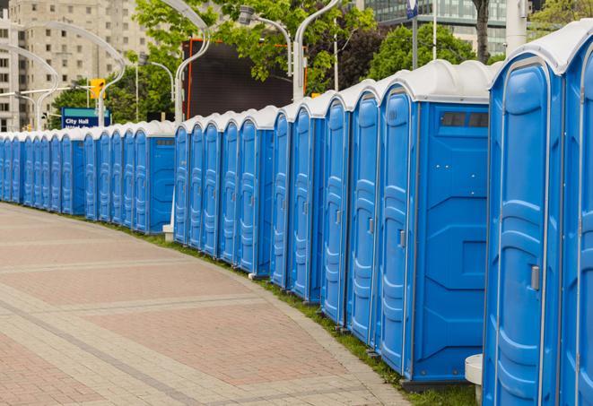 Seasonal porta potty units set up at a Kerrville, Texas venue