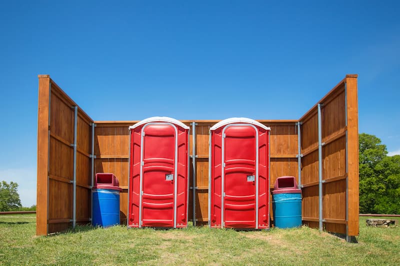 Short-term porta potty units staged for delivery in Kerrville, Texas